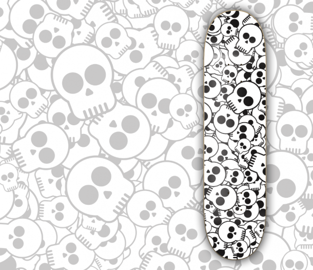 Skull Patterned Skate Deck